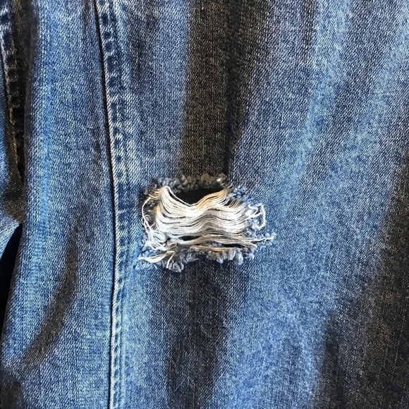 PACSUN Size Large Denim Jean Jacket Distressed - Picture 8 of 10